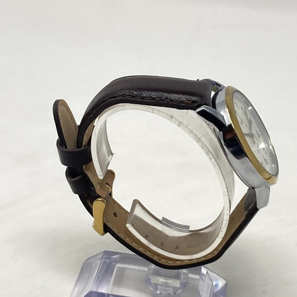 Timex Easy Reader Watch Men 35mm Gold Silver Tone Day Date Indiglo New Battery - Picture 9 of 16